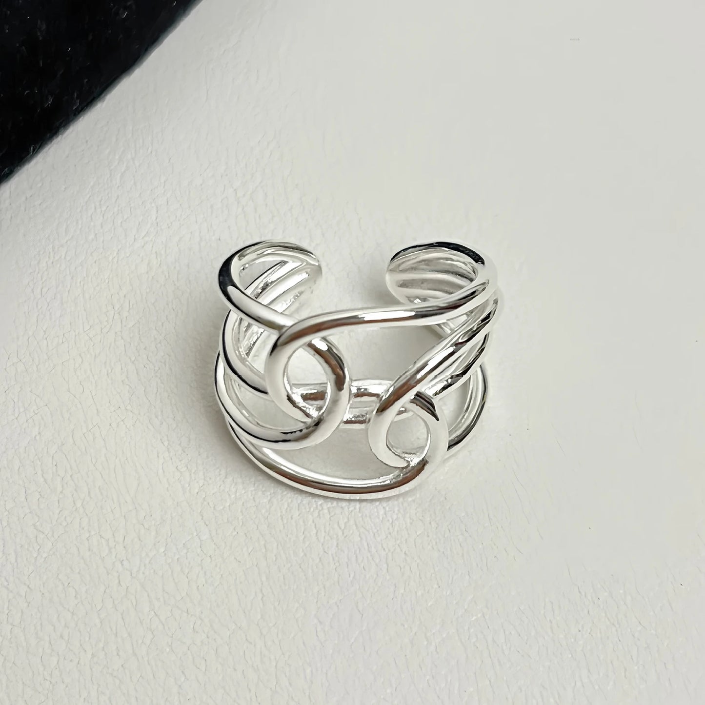 925 Sterling Silver Rings For Women Men Fine Jewelry Finger Adjustable Open Vintage Chain Ring