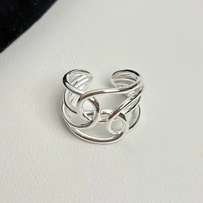 925 Sterling Silver Rings For Women Men Fine Jewelry Finger Adjustable Open Vintage Chain Ring