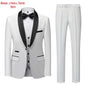 Men's Solid Color Suit Jacket Blazer Waistcoat Vest Pants Set M-6XL