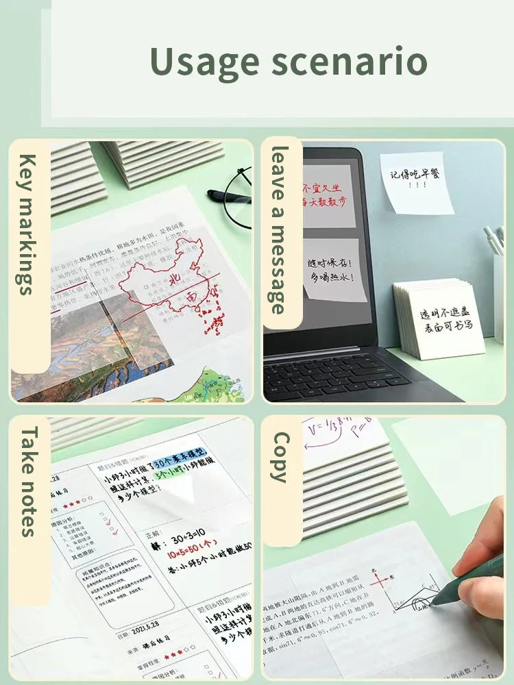 50 Sheets PET Transparent Sticky Notes