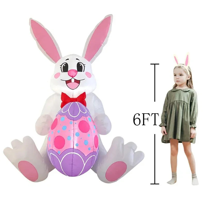 Easter Inflatable Outdoor Toys Easter Bunny Family Eggs Carrot with Build-in LEDs Blow Up Decorations for Party Yard Garden Lawn