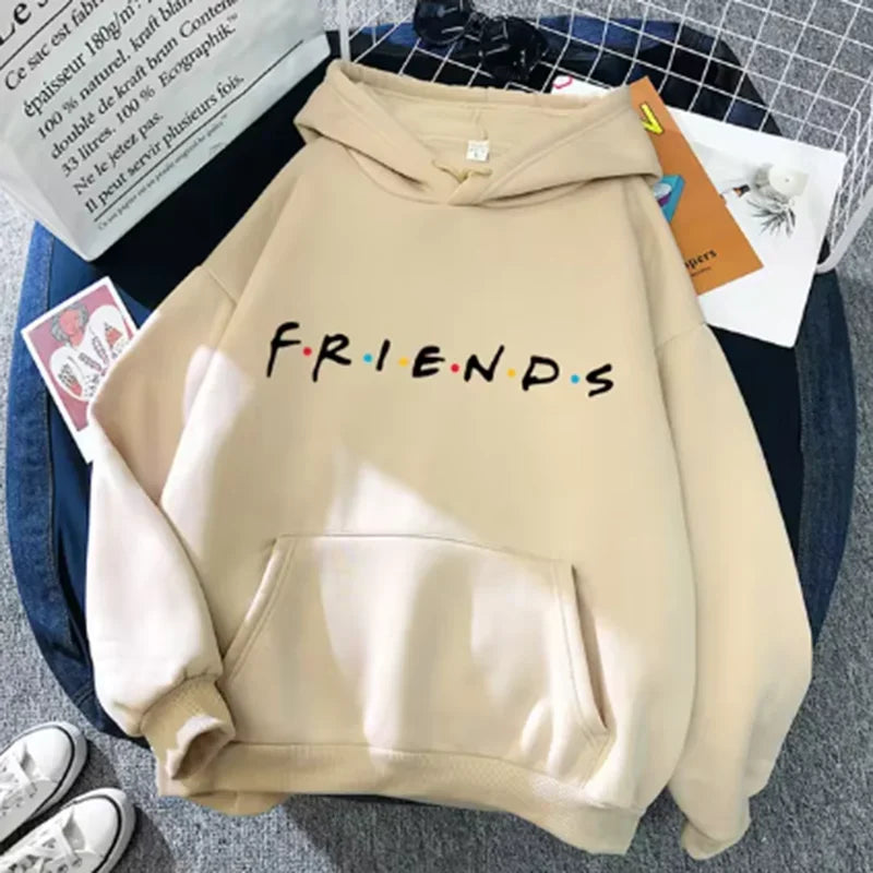 Men‘s Friends Print Hoodie Long Sleeve Pullover Fashion Clothing Casual Solid Color Female Spring Autumn Women Streetwear