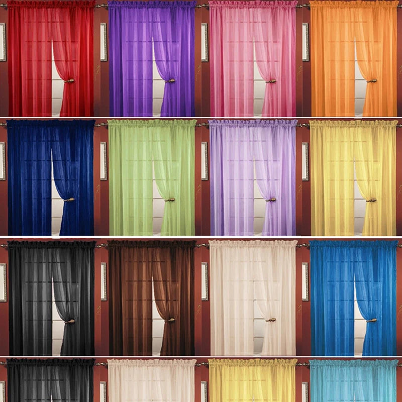 Transparent Solid‑Color Window Gauze Curtains – Light‑Luxury Sheer Panels for Weddings & Home Decor, Easy to Install