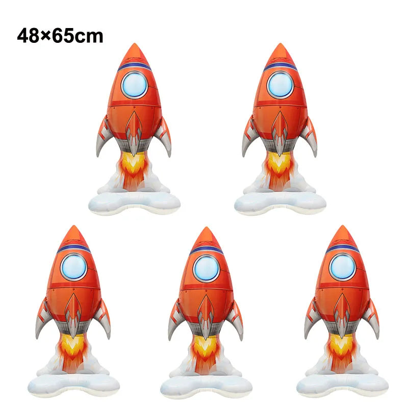 4D Standing Astronaut Spaceman Balloons Rocket Foil Balloons Kids Toys Baby Shower Outer Space Themed Birthday Party Decorations