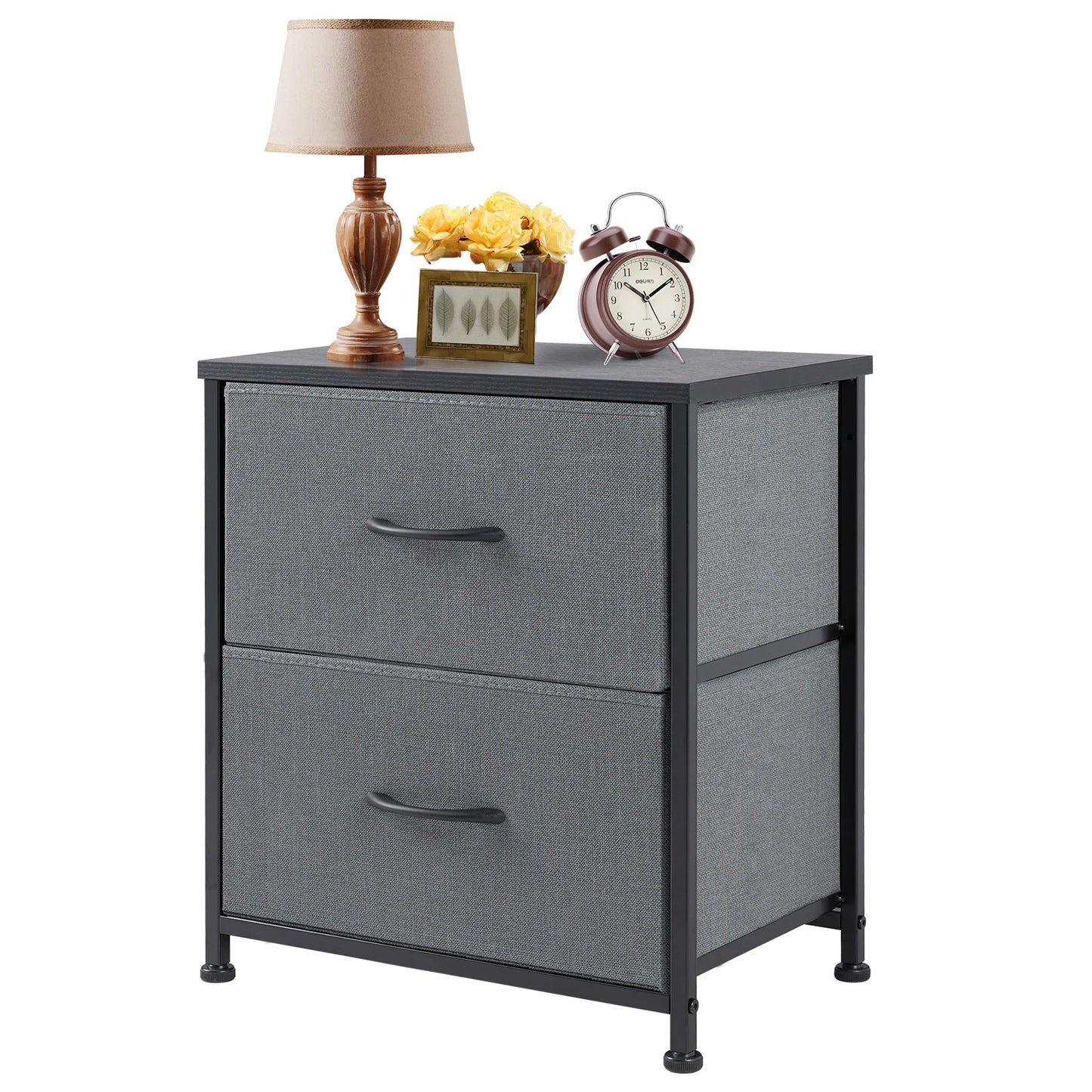 Nightstand  Storage  For Bedroom with 2 Fabric Drawers JHK