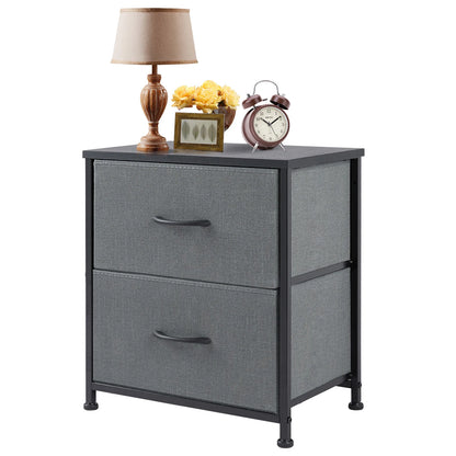 Nightstand  Storage  For Bedroom with 2 Fabric Drawers JHK
