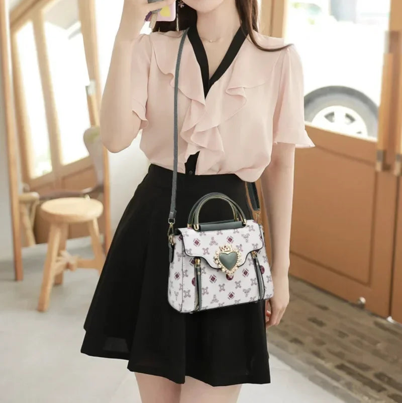 Women's Leather Fashion Senior Printed Large Capacity Shoulder Crossbody Handbag Токийские Мстители