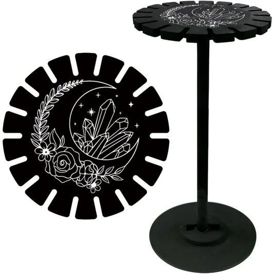 1Set Shelf Black Display Shelf Dowsing Pendulum Wheel Display Stand Witch Stuff Wooden Pendulum Holder Stand