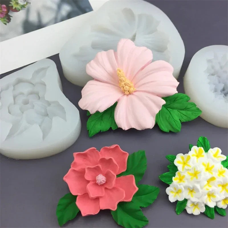 3D Flower Shape Fondant Mold Aromatherapy Candle Silicone Mold Cake Chocolate Decoration Baking Tool Craft Gifts Making Mould