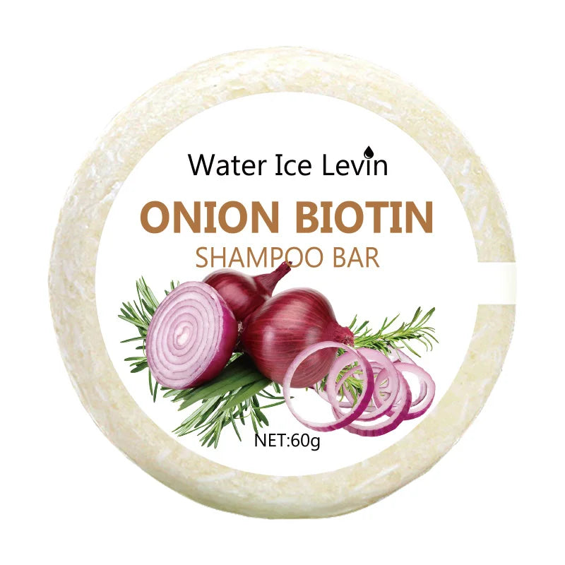 Onion & Biotin Shampoo Bar – 60g Moisturizing, Smoothing Hair Soap with Rosemary Extract