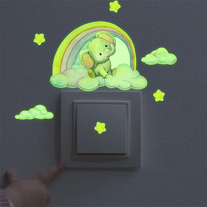 Luminous Giraffe Bear Elephant Star Switch Sticker Kid Baby Bedroom Decoration Self-adhesive Home Decor Wallpaper Wall Decals