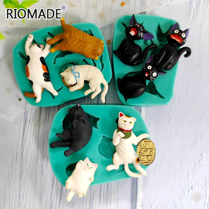 Cat Silicone Mold Cute Kitten Styles Baking Fondant Cake Decorating Tools Chocolate Sugar Cupcake DIY Kitchen Baking Mould