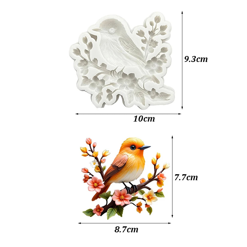 Bird Flower Silicone Sugarcraft Mold Chocolate Cupcake Baking Fondant Cake Decorating Tools
