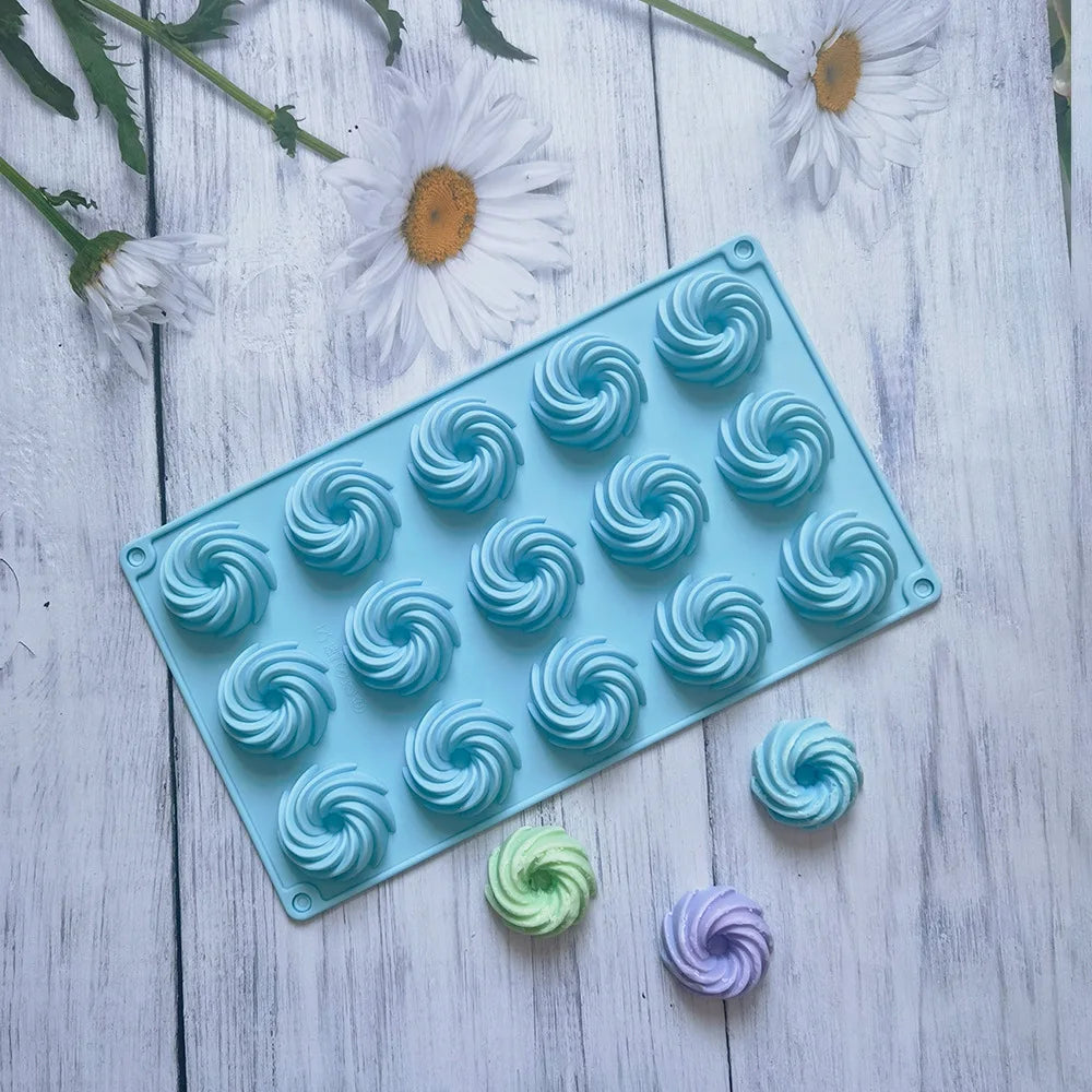 15 Holes Spiral Shape Silicone Cake Mold Mousse Chocolate Dessert Jelly Mould Donuts Pastry Baking Tools