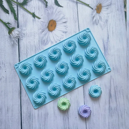 15 Holes Spiral Shape Silicone Cake Mold Mousse Chocolate Dessert Jelly Mould Donuts Pastry Baking Tools