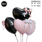 22inch Pink Red Black Heart Shaped Foil Balloons with Bow Valentines Day Wedding Party Decorations Birthday Baby Shower Supplies