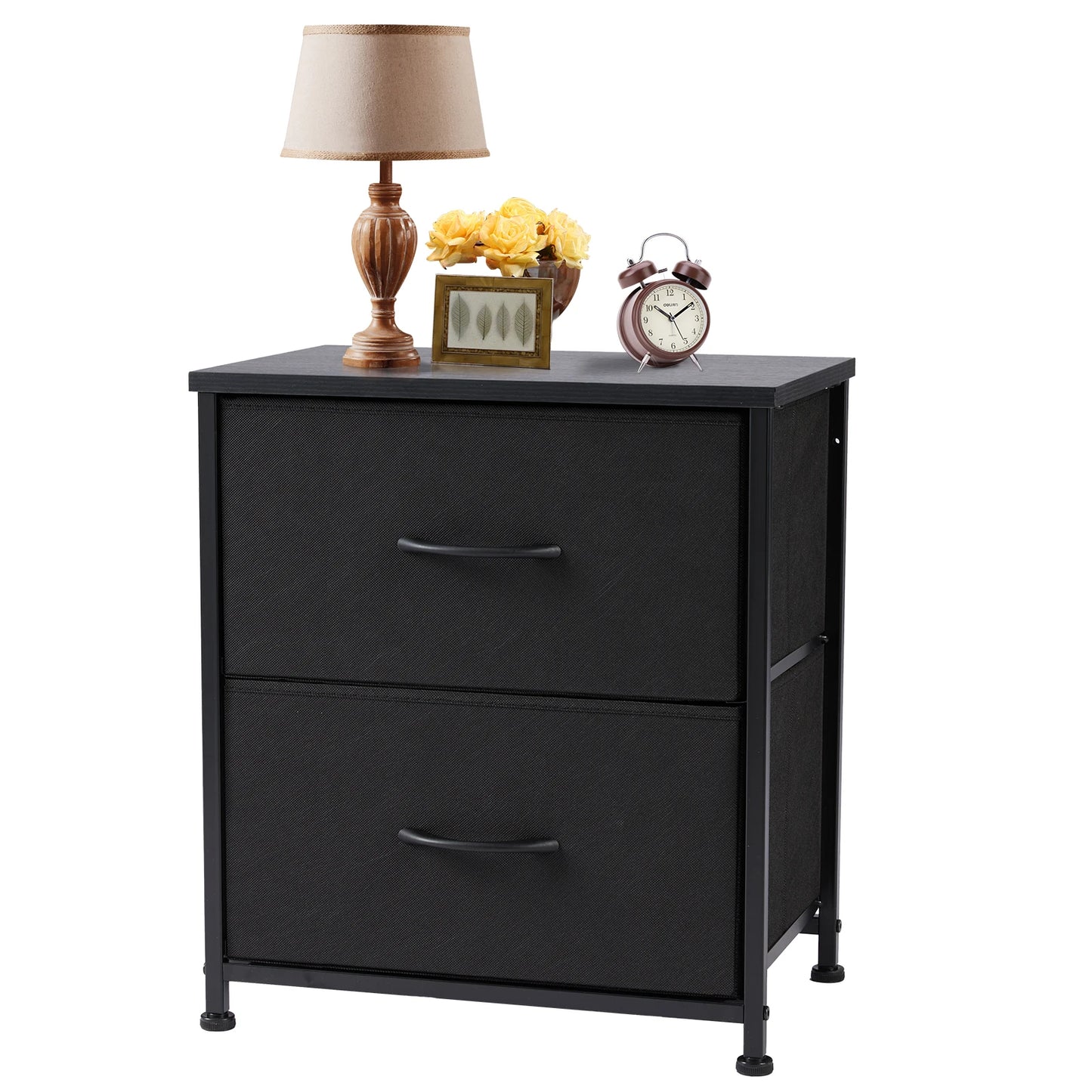 Nightstand  Storage  For Bedroom with 2 Fabric Drawers JHK