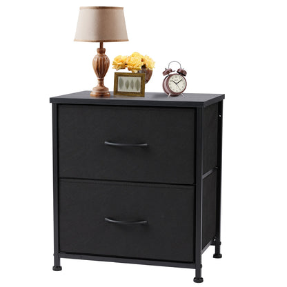 Nightstand  Storage  For Bedroom with 2 Fabric Drawers JHK