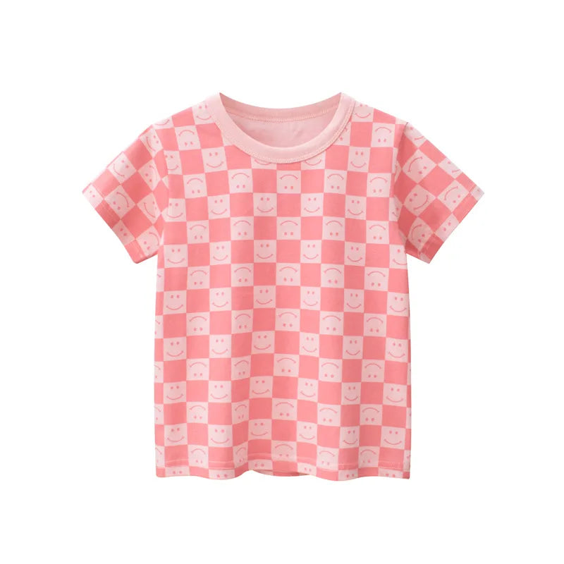 Short Sleeve Children Girl T-shirts Printed 2-8 Years Cotton Toddler Girl Tops Kids Baby Girl Tees Clothes