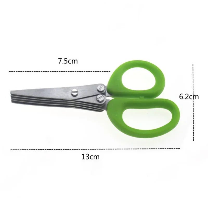 Muti-Layers Kitchen Scissors Stainless Steel Vegetable Cutter Scallion Herb Laver Spices cooking Tool Cut Kitchen Accessories