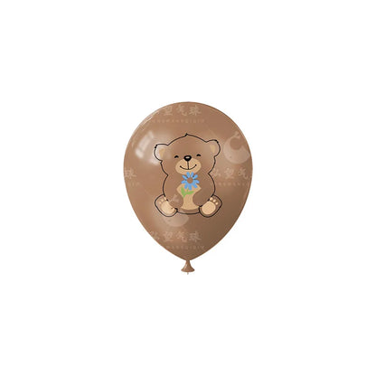 15pcs Teddy Bear Theme Party 12inch Blue Brown Golden Balloons Little Bear Pattern Latex Balloon Valentine's Day Birthday Decor