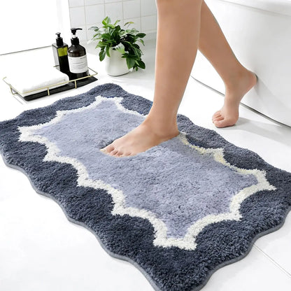 VIKAMA Small Fragrance Wave Pattern Anti slip Mat Bathroom Foot Mat Shower Room Entrance Mat Home Decoration