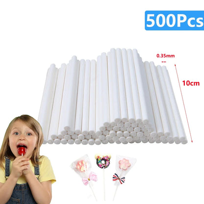 20-1500Pcs Paper Lollipop Sticks Solid Core White for Party Dining Chocolate Sugar Candy Lolly Pop Sucker sticks Cake Pop Stick