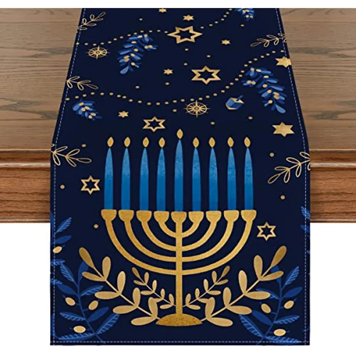 Hanukkah Menorah Table Runner – Star of David Holiday Home Décor