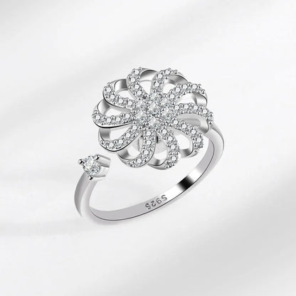 Fidget Spinner Ring Anxiety for Women Multiple Crystal Flower Eye Butterfly Animal Ring Rotate Anti Stress Wedding Jewerly