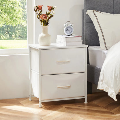 Nightstand  Storage  For Bedroom with 2 Fabric Drawers JHK