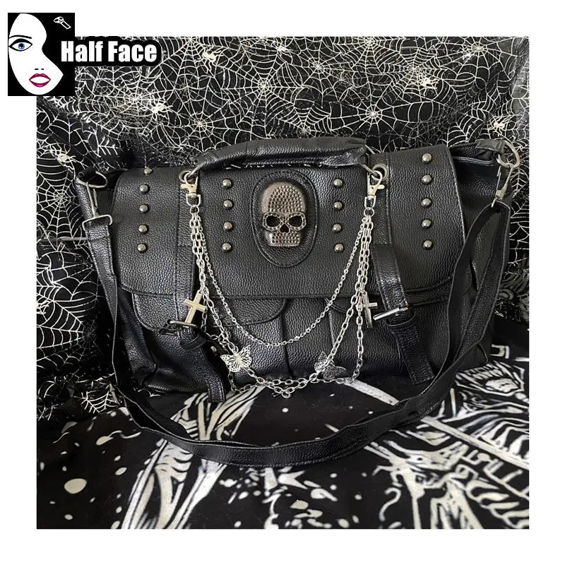 Harajuku Punk Skeleton Chain Bag – Spicy Girls Gothic Lolita One‑Shoulder Crossbody Tote
