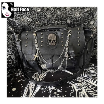 Harajuku Punk Skeleton Chain Bag – Spicy Girls Gothic Lolita One‑Shoulder Crossbody Tote