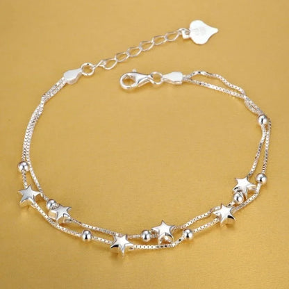 Fine 925 Sterling Silver Solid Chain Bracelet For Women Men Charm Party Gift Wedding party Fashion Jewelry