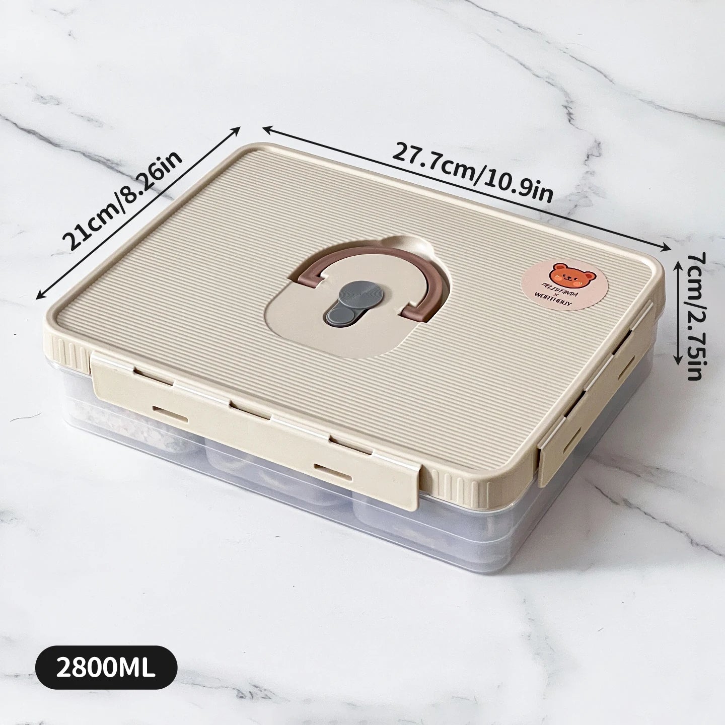 Plastic Divided Meat Food Storage Box Large Capacity Refrigerator Frozen Fresh-keeping Box Kitchen Sealed Storage Container