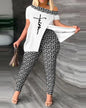 Women's Elegant Short-Sleeved Irregular Fashion Two-Piece Pants Suit Set