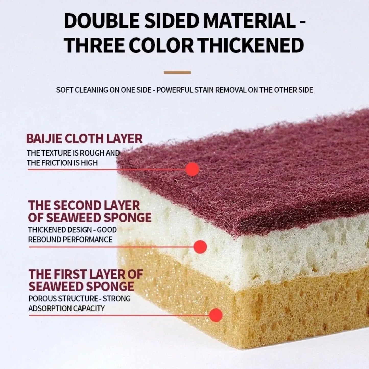 5PCS/10PCS - Kitchen cleaning sponge, dishwashing towel, scrubbing pad, tableware scratch resistant scrubbing sponge