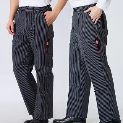 Chef Pants Men Restaurant Kitchen Work Pants Unisex Elastic Cook Workwear Chili Cutlery Kitchenware Breakfast Working Pants