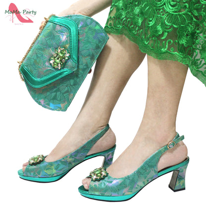 Italian-designed Nigerian shoes and bag set for women.