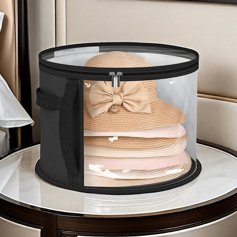 Extra‑Large Foldable Hat Storage Box with Clear Window – Non‑Woven, Stain‑Resistant