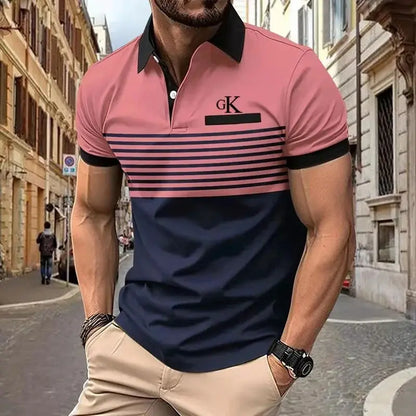Men's Color Block Short Sleeve Shirt with Chest Pocket - Perfect for Summer Casual Wear