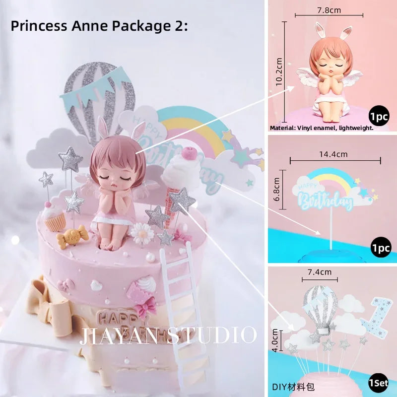 Angel Wing Princess Cake Topper – Fairy Ballet Dance Girl Decor for 1st Birthday, Gender Reveal & Baby Shower
