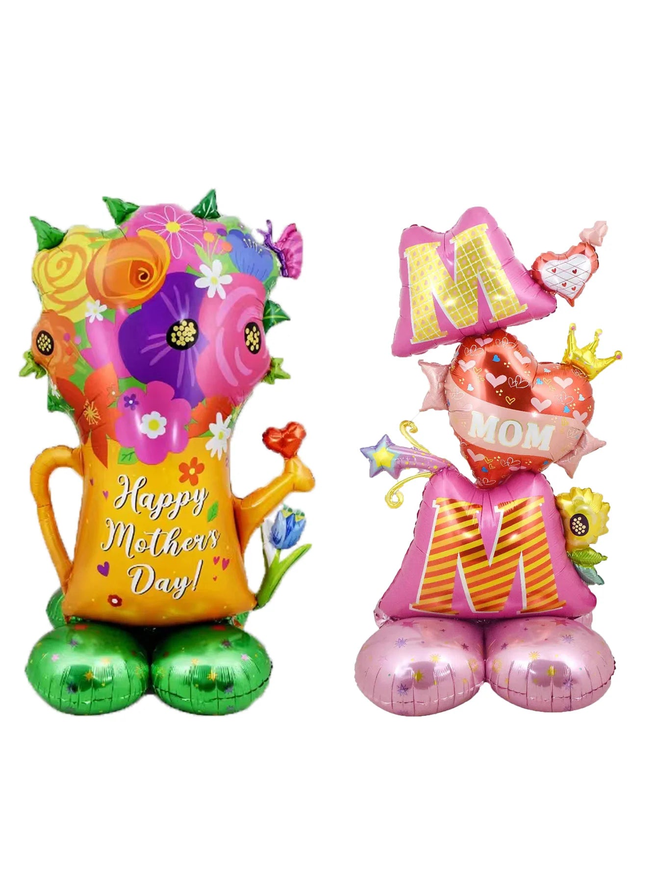 1set 3D Stand Pedestal Love Mom Heart Foil Balloons Base Floriation Mother's Day Balloon Best Mom Mother's Day Party Decorations