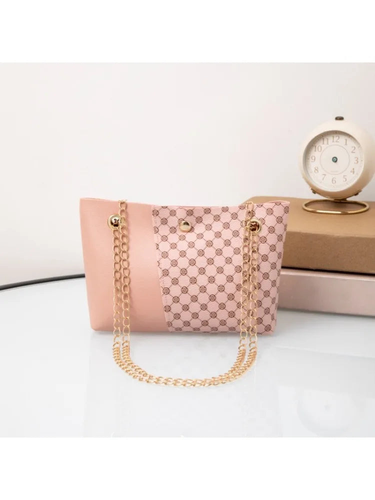 Bag 2024 new trendy fashion polka dot printing chain bucket bag one shoulder messenger bag one piece delivery