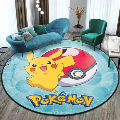 MINISO Elf Pokémon printed round carpet game soft floor mat home living room bedroom room decoration non-slip and anti-fading