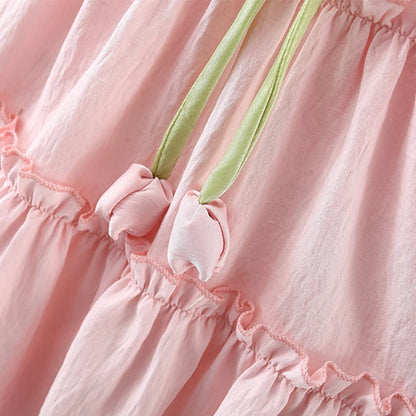 Baby Girl Dress In Summer, Cute Solid Color With Small Flying Sleeves, Sweet Tulip Children'S Princess Dress