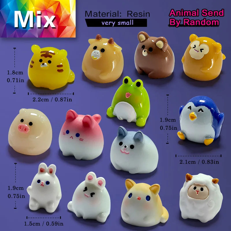 10Pcs Easter Rabbit Dinosaurs Capybara Duck Fox Pig Cat Turtle Frog Bird Figurine Miniature Fairy Garden Decoration Accessories