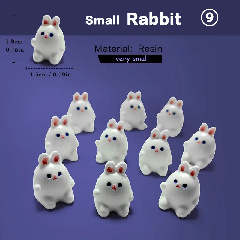 10Pcs Easter Rabbit Dinosaurs Capybara Duck Fox Pig Cat Turtle Frog Bird Figurine Miniature Fairy Garden Decoration Accessories