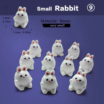 10Pcs Easter Rabbit Dinosaurs Capybara Duck Fox Pig Cat Turtle Frog Bird Figurine Miniature Fairy Garden Decoration Accessories