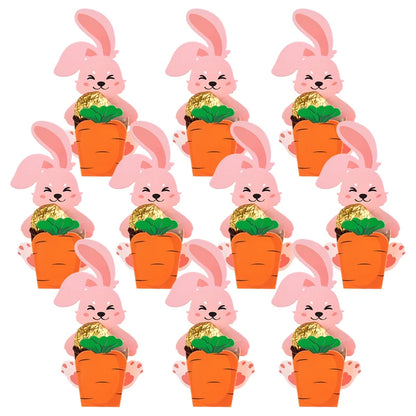 10/20/30pcs Easter Cute Bunny Rabbit Carrot Paper Cookie Candy Box Gift Packing Boxes for Kids Birthday Happy Easter Party Gifts