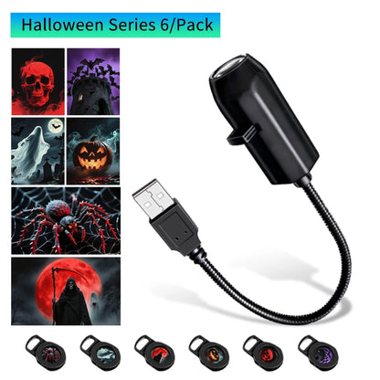 Halloween Led Projection Night Light Pumpkin Ceiling Wall Lamp USB Moon Projector Christmas Atmosphere Mood Light Room Decor